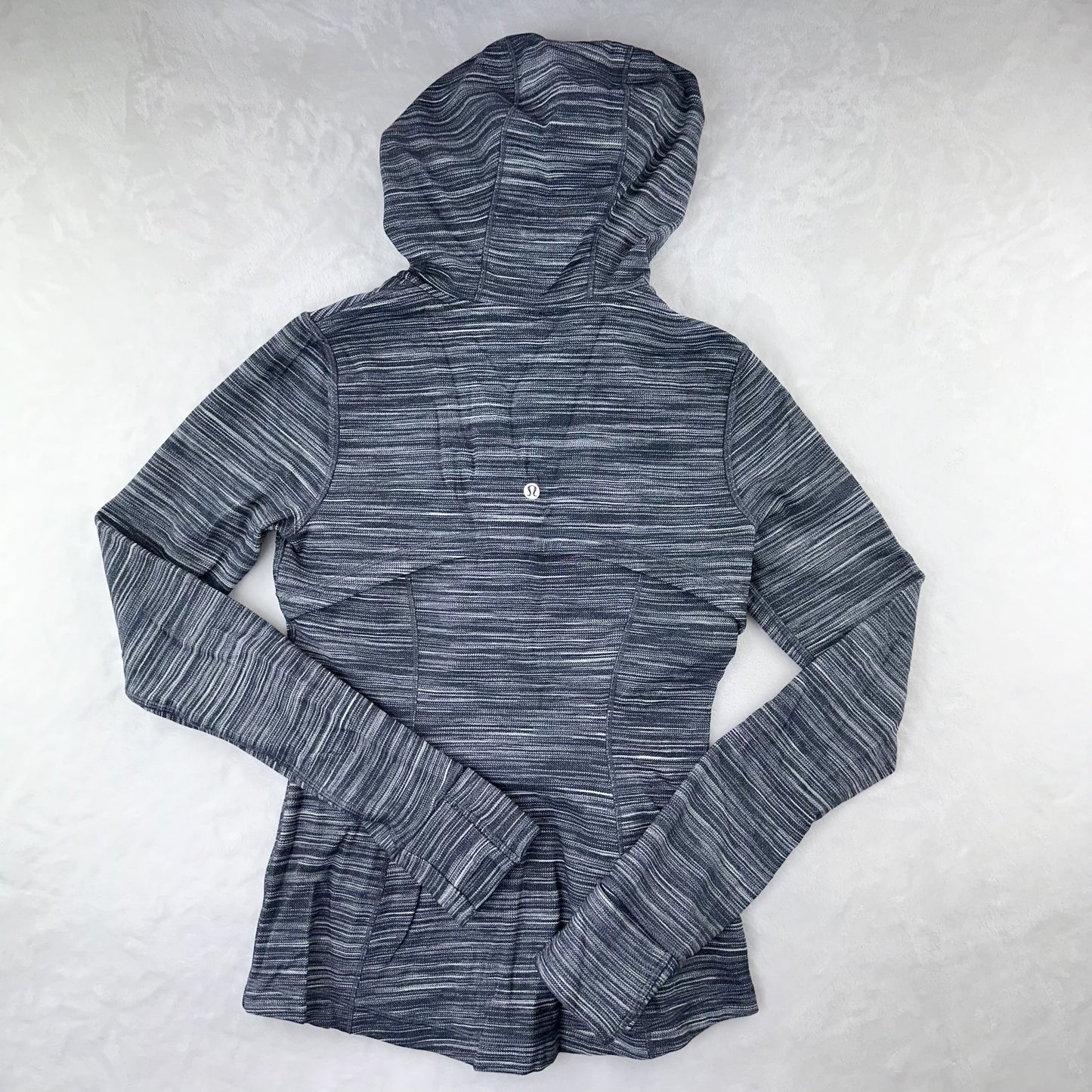 Size 6 Heathered Black/White Hooded Define Jacket