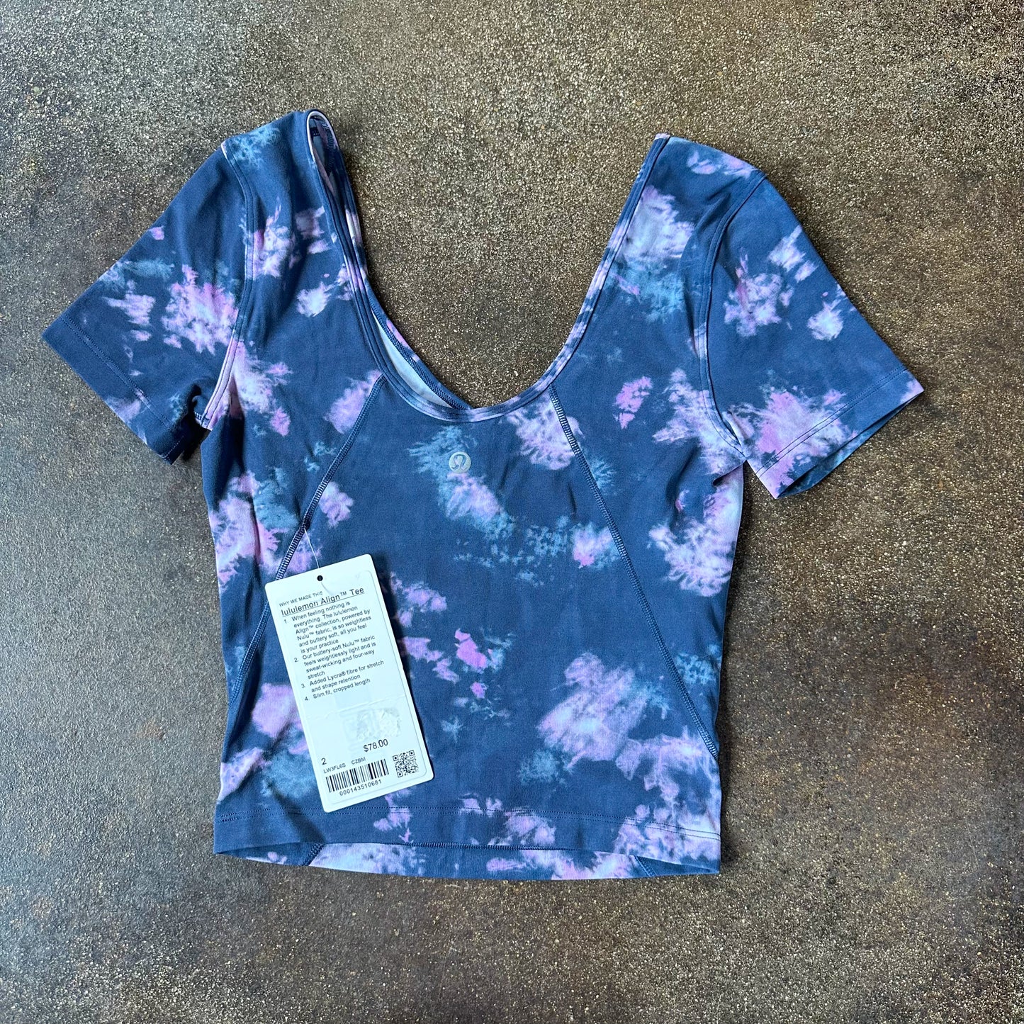 Size 2 Circulate Tie Dye Mineral Blue Multi Align T-Shirt *BNWT