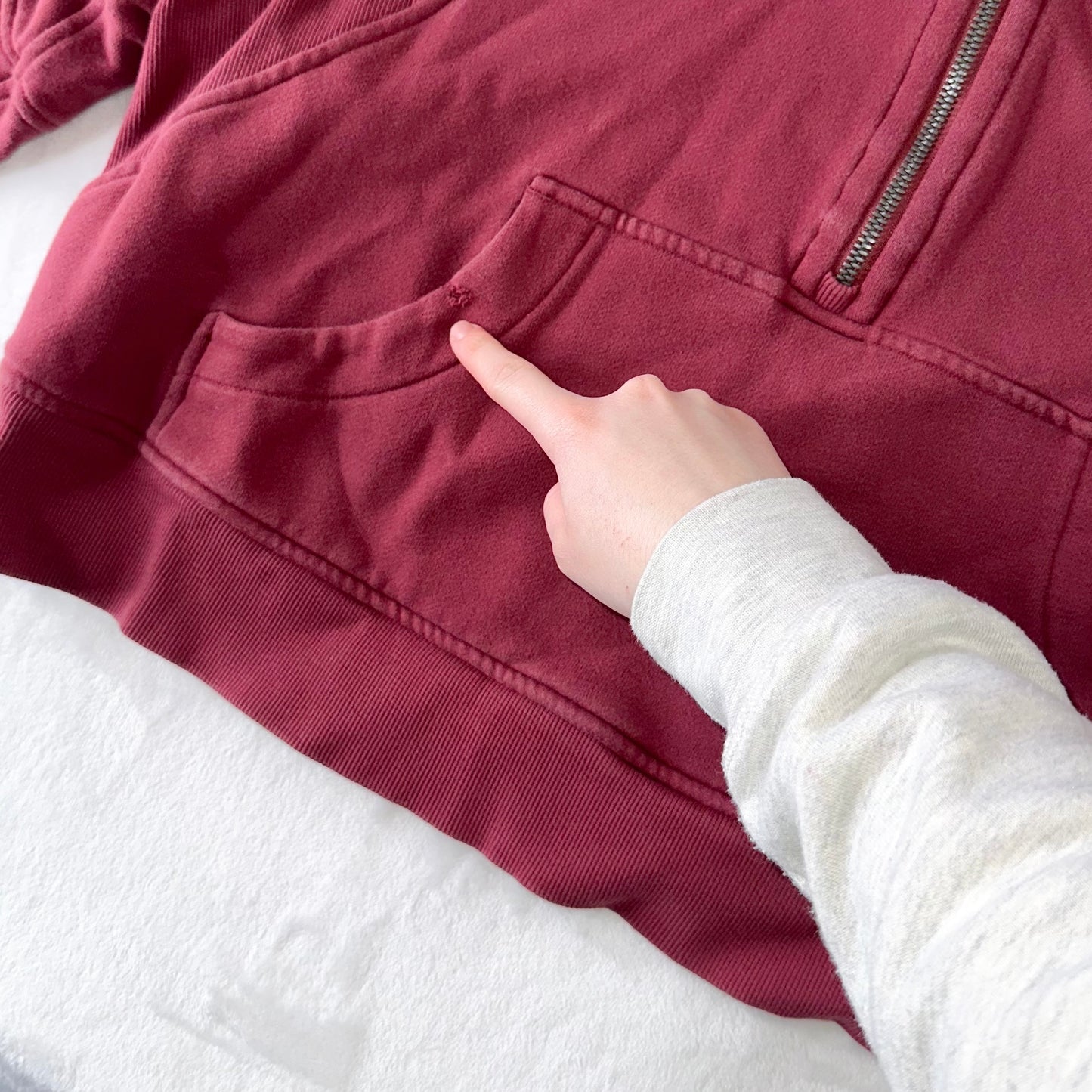 Size M/L Mulled Wine Scuba Oversized Half-Zip Hoodie