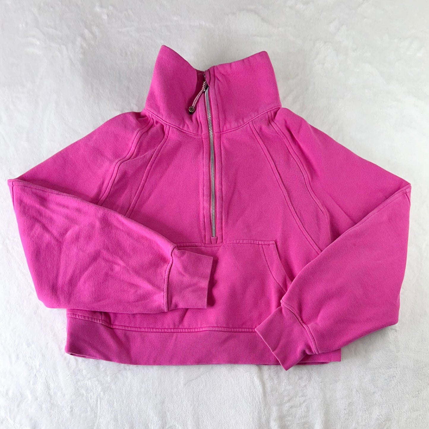 Size XS/S Sonic Pink Scuba Oversized Funnel Neck Half Zip