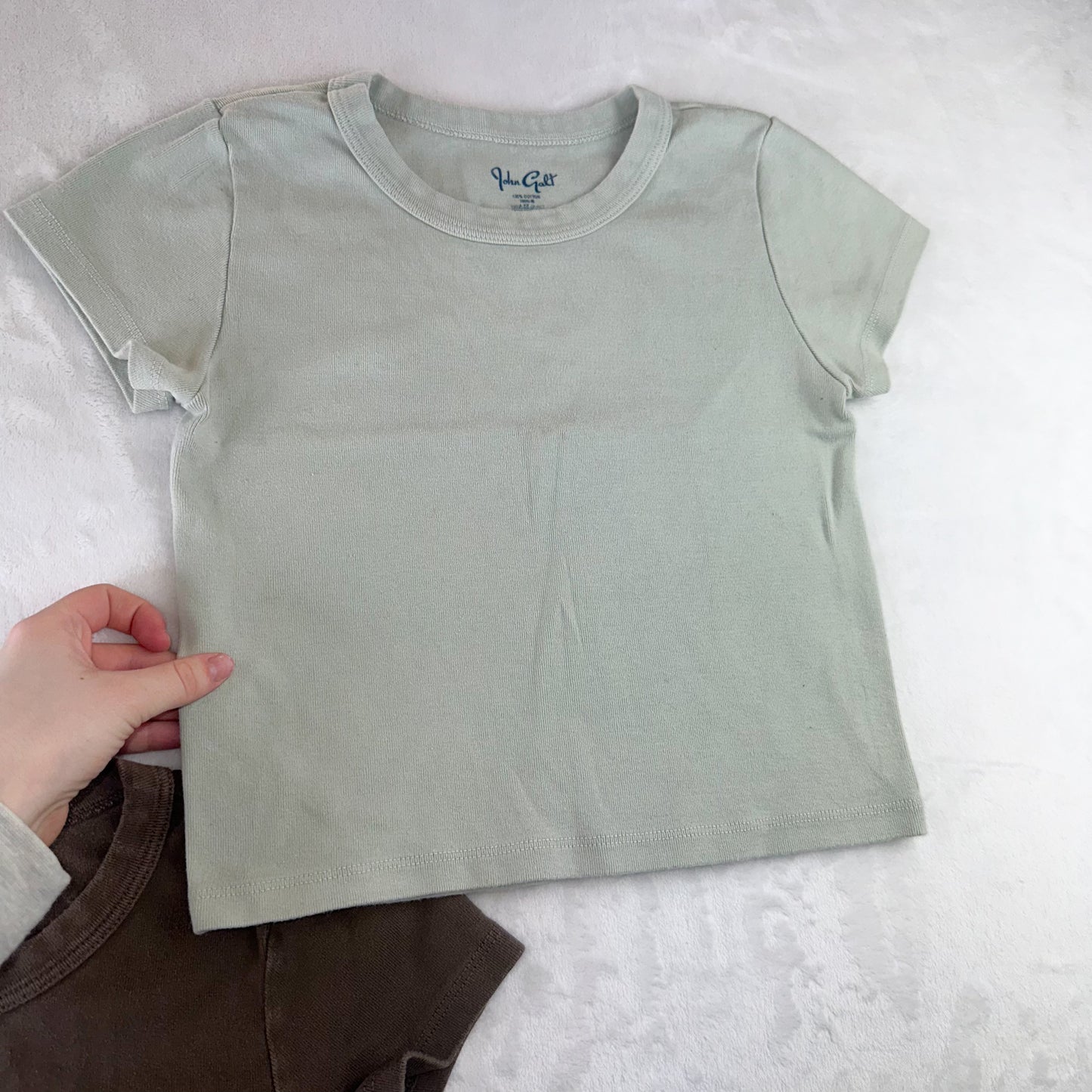 Size XS/S Light Green & Brown Brandy Melville Cropped T-Shirt Bundle