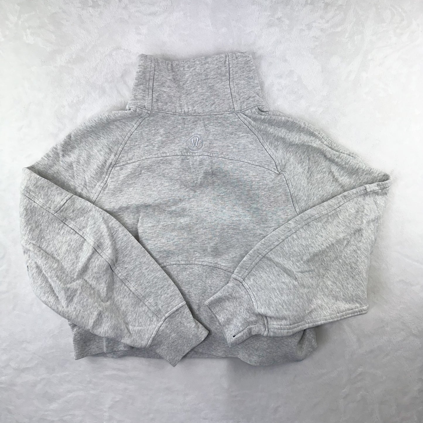 Size XS/S Heathered Core Ultra Light Grey Scuba Oversized Funnel Neck Half Zip
