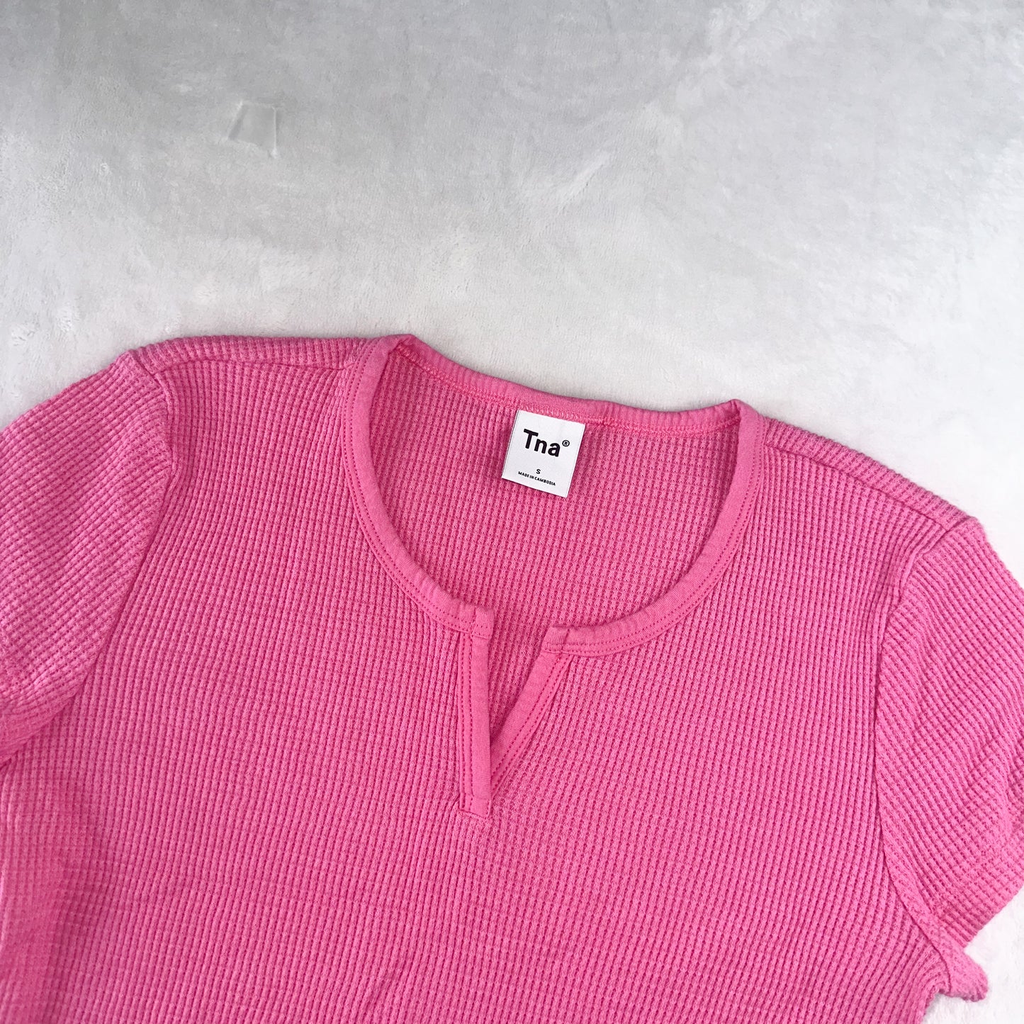 Size S Bubble Gum Pink Aritzia Waffle Notch Crop Top