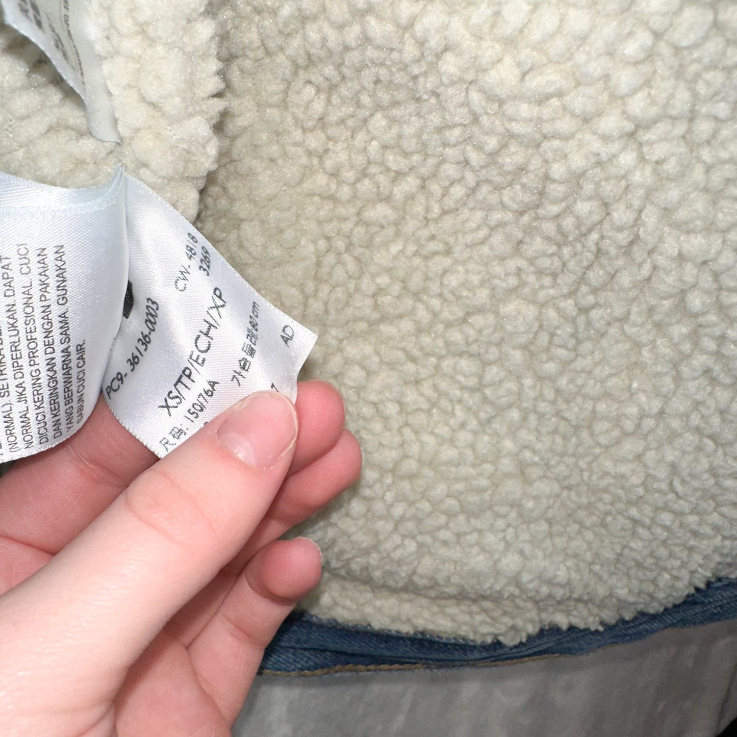 Size XS Medium-Blue Ex-Boyfriend Sherpa Trucker Jacket