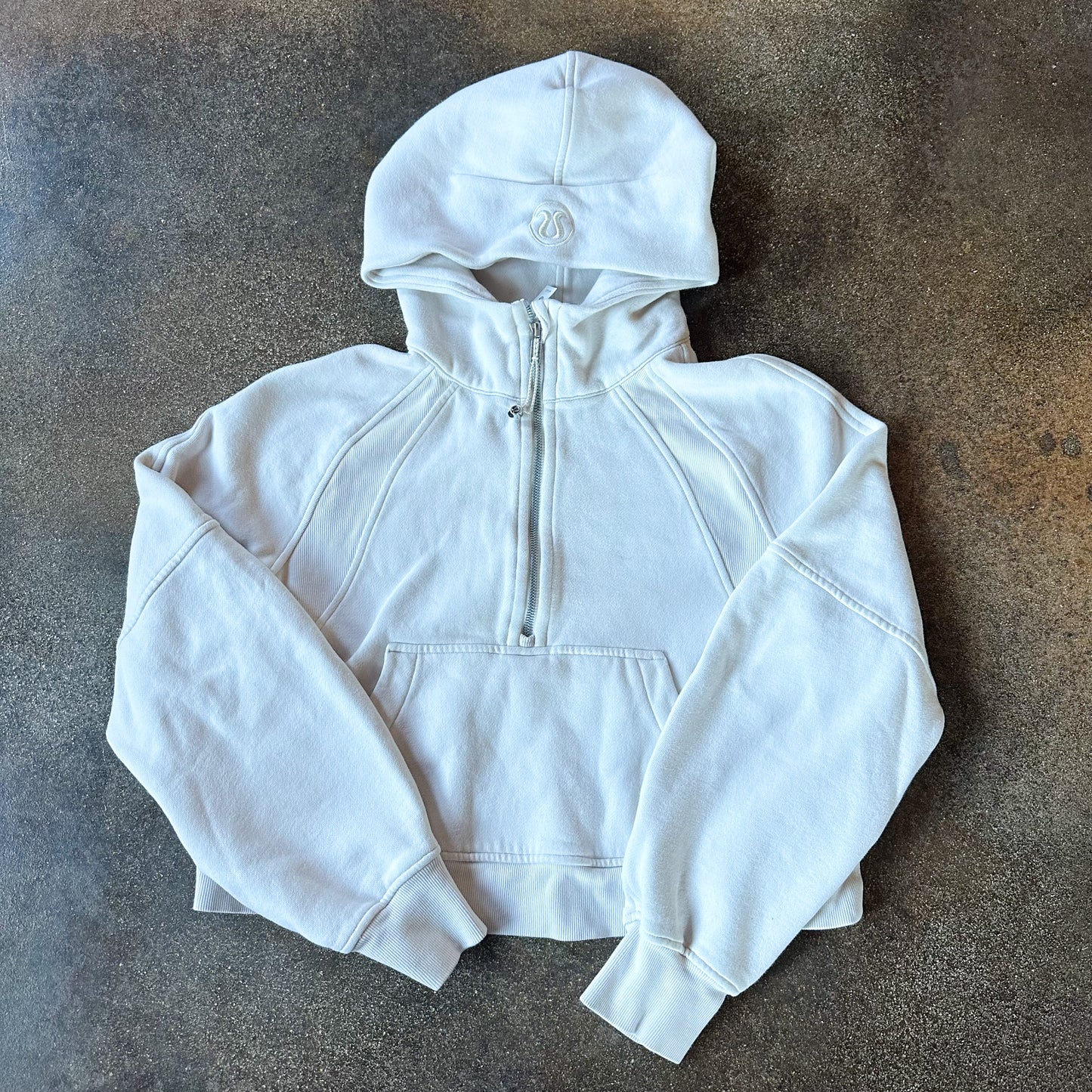 Size XS/S White Opal Scuba Oversized 1/2 Zip Hoodie