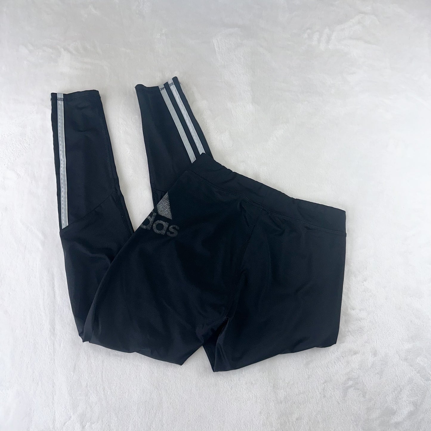 Size M (10/12) Girls Black Adidas Reflective Legging