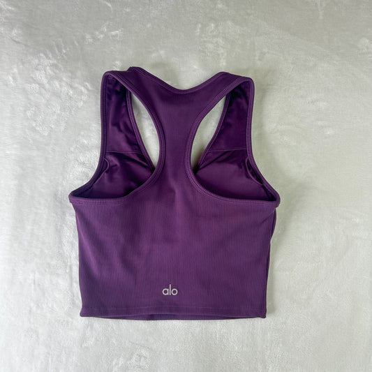 Size XS Purple Goddess Alo Ribbed-knit Crop Tank Top