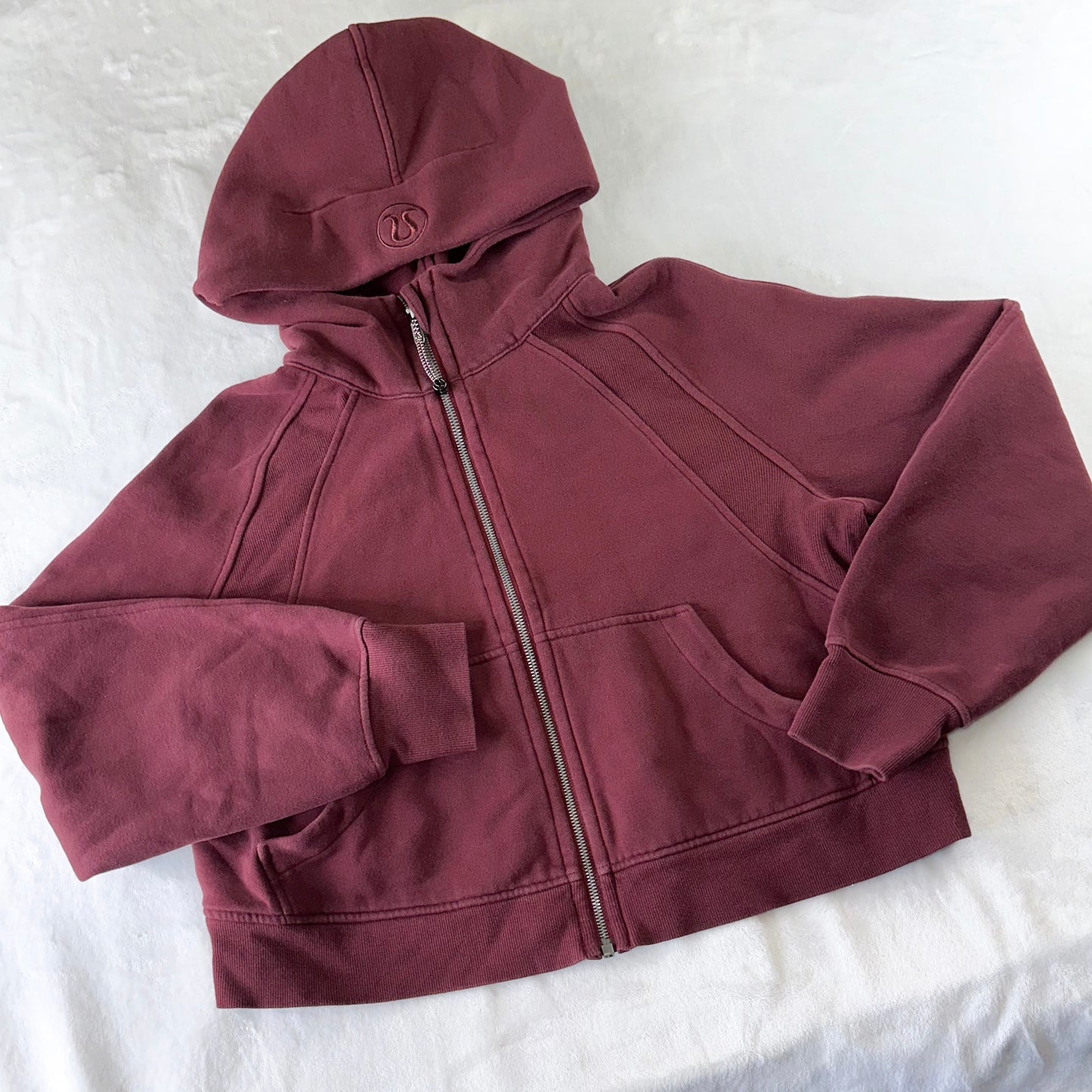 Size M/L Red Merlot Scuba Oversized Full-Zip