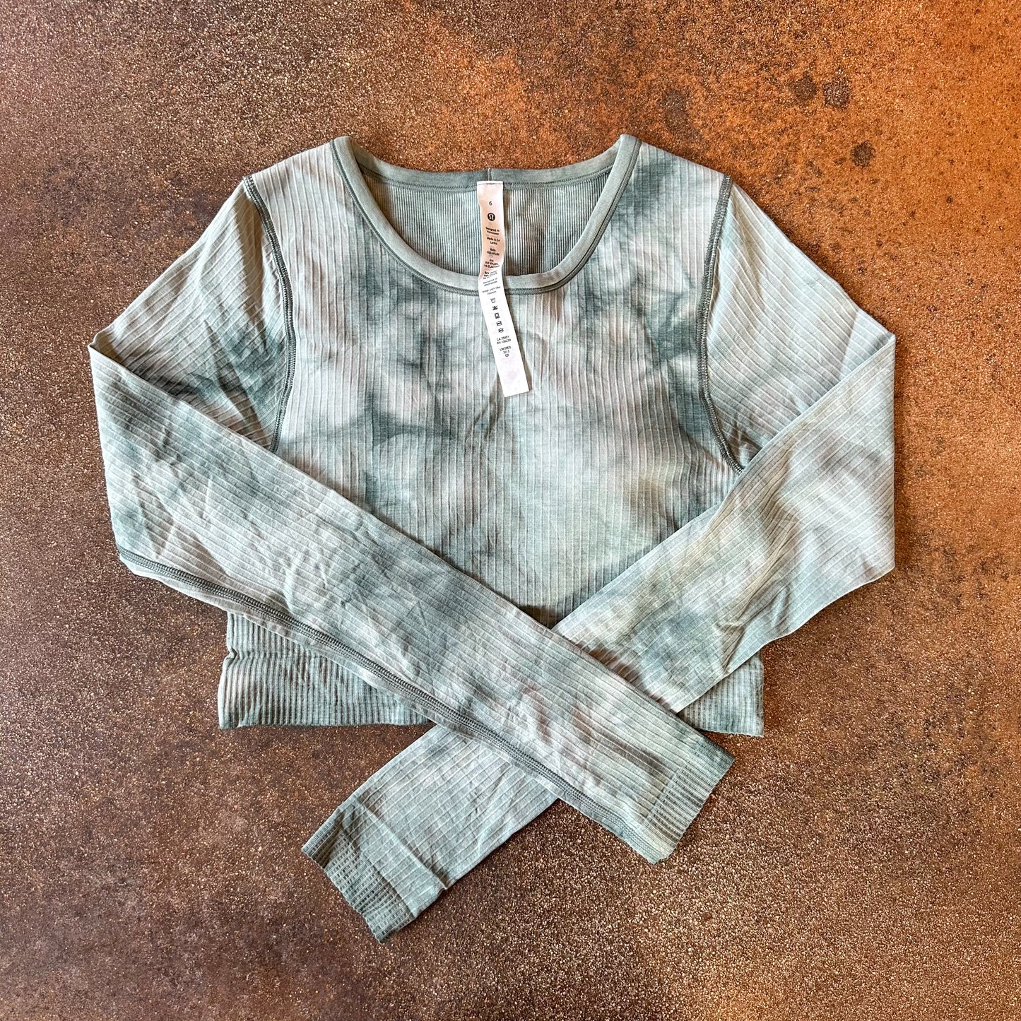 Size 6 Marble Dye Tidewater Teal Ebb to Street Long Sleeve Shirt