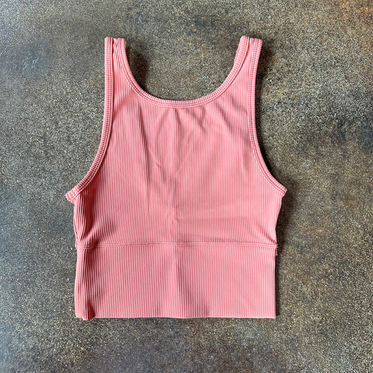 Size 2 Golden Apricot Power Pivot Ribbed Tank