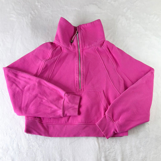 Size XS/S Sonic Pink Scuba Oversized Funnel Neck Half Zip