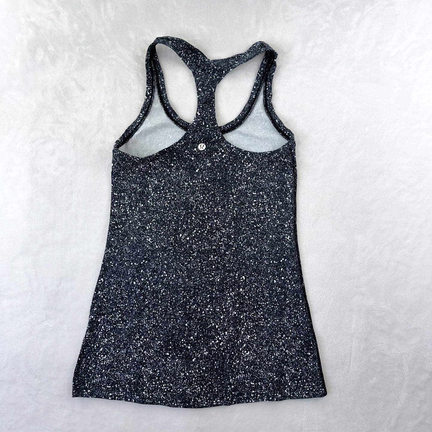 Size 4 Luminesce Splatter White Black Cool Racerback Tank