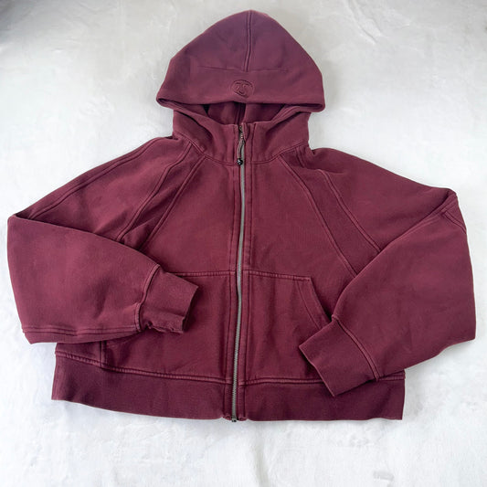 Size M/L Red Merlot Scuba Oversized Full Zip