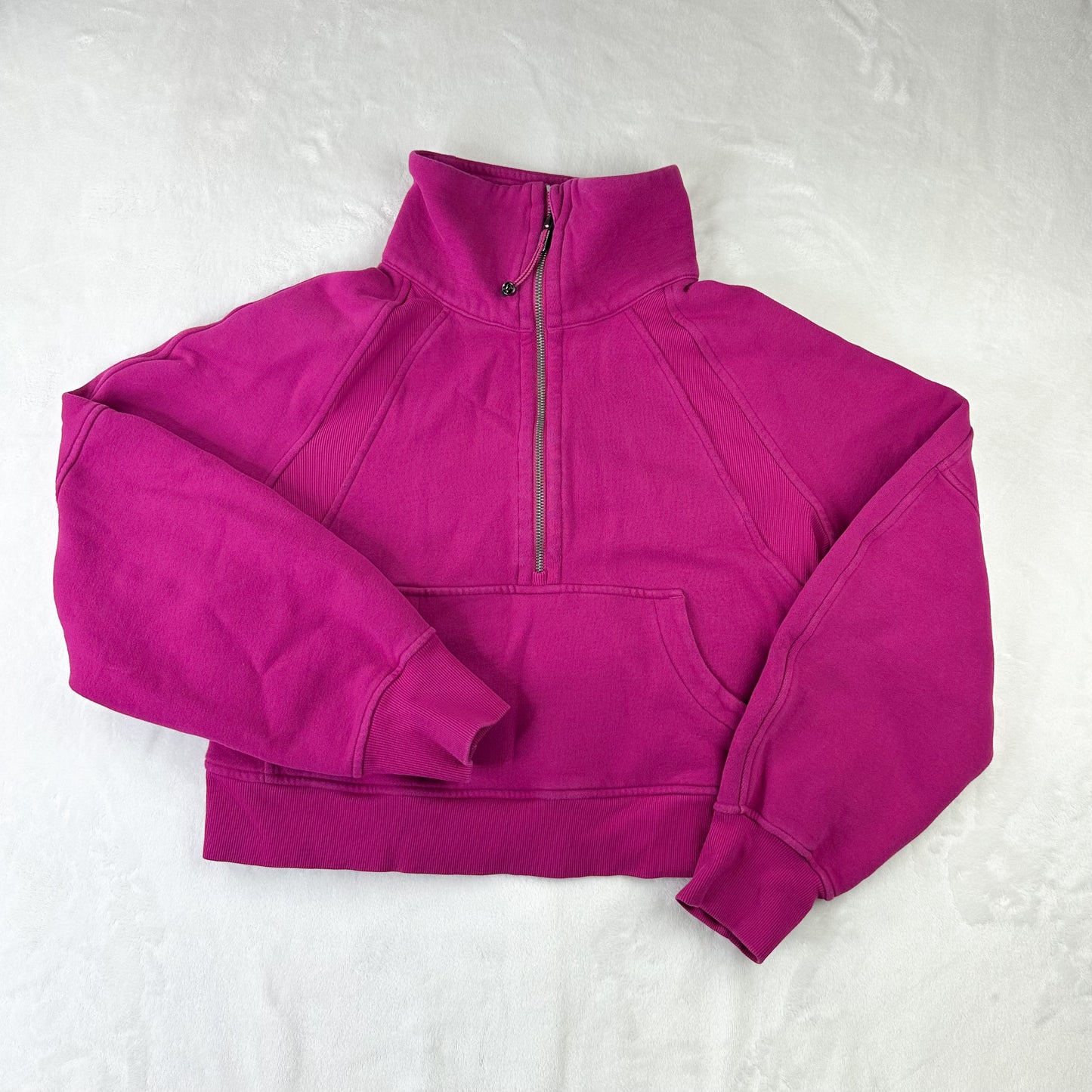 Size Ripened Raspberry Scuba Oversized Funnel Neck Half-Zip Hoodie