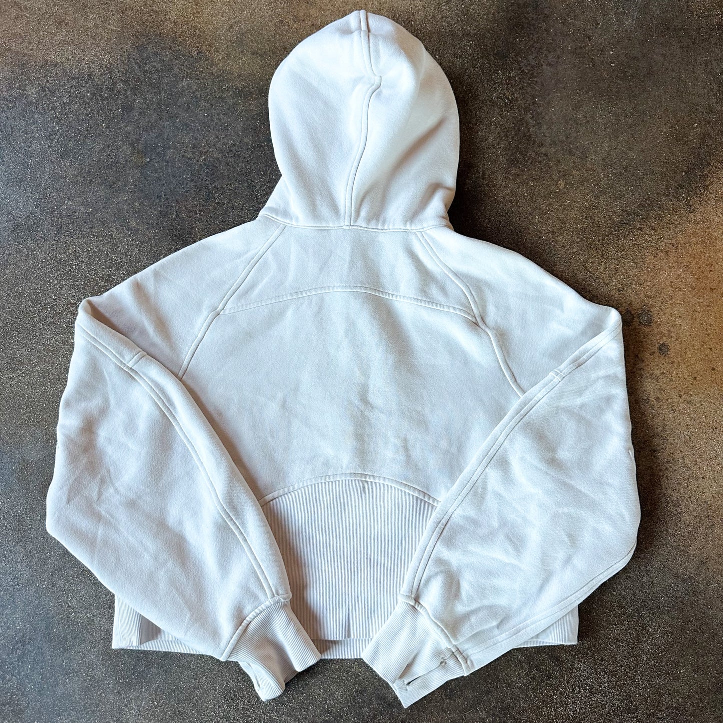 Size XS/S Natural Ivory Scuba Oversized Half-Zip Hoodie