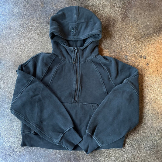 Size XS/S Black Scuba Oversized 1/2 Zip Hoodie