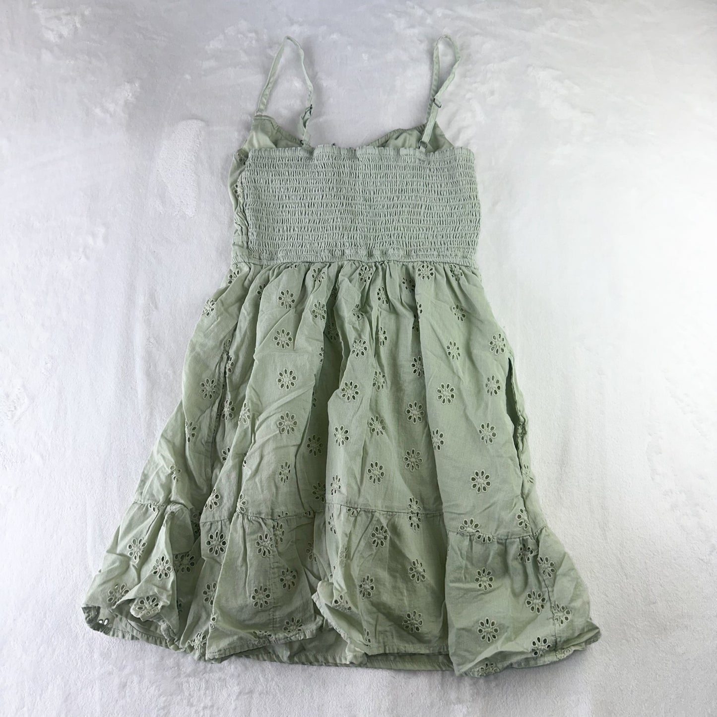 Size XS Sage Green Hollister Embroidered Flower Flowy Dress