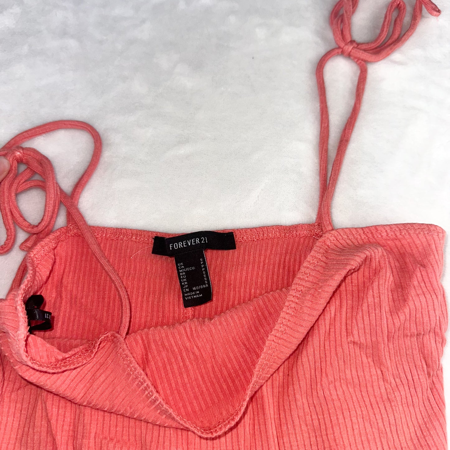 Size S Coral Forever 21 Tie Ribbed Dress