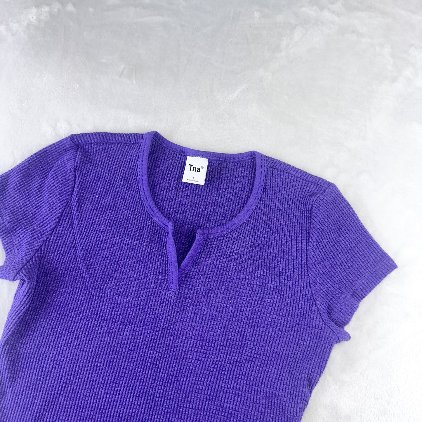 Size S Purple Aritzia Waffle Notch Crop Top