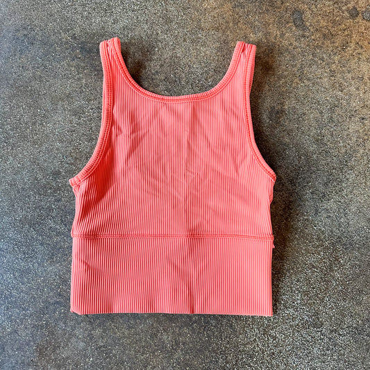 Size 2 Warm Coral Power Pivot Ribbed Tank