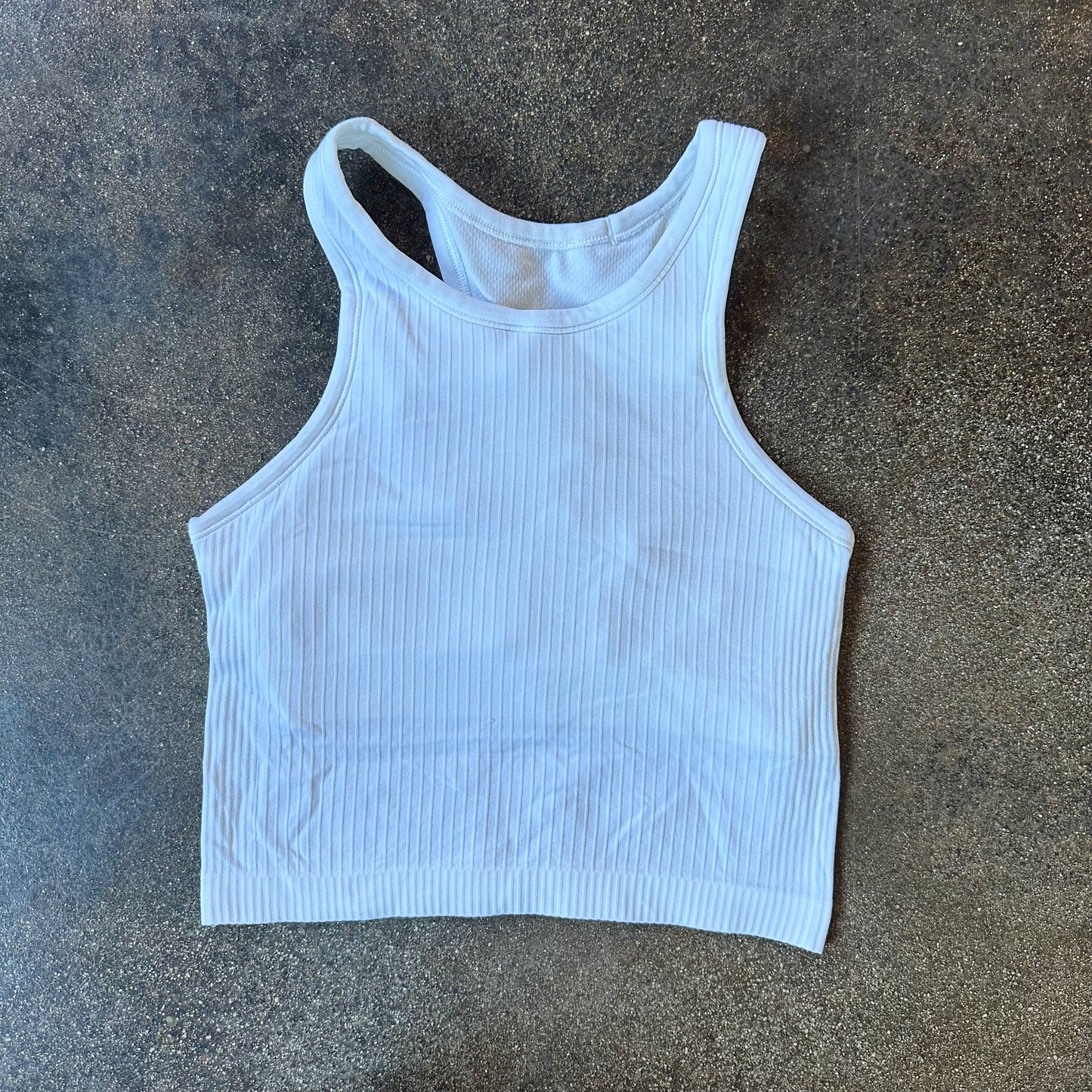 Size 4 White Ebb To Street Racerback Crop Tank