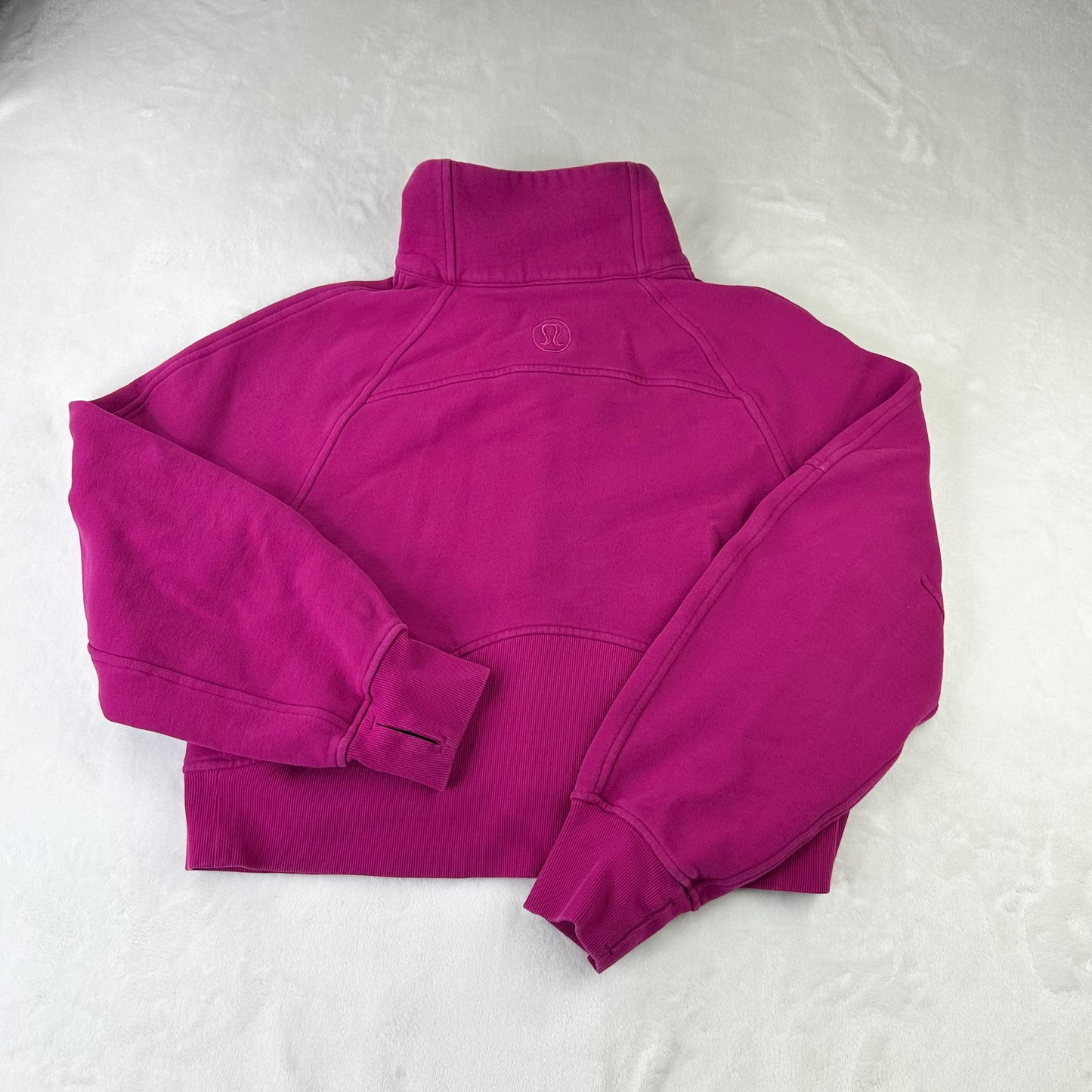 Size Ripened Raspberry Scuba Oversized Funnel Neck Half-Zip Hoodie