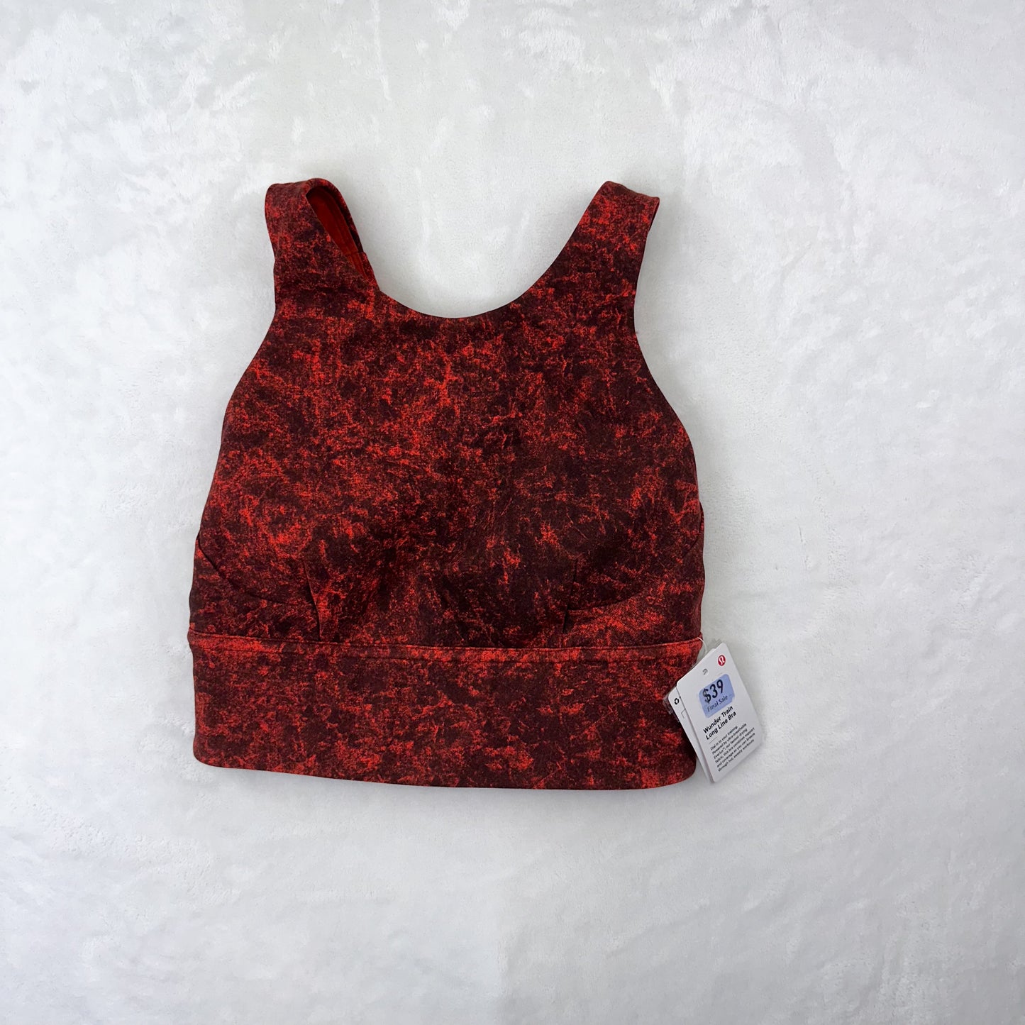 Size 2 Denim Wash Print Autumn Red Black BNWT Wunder Train Longline Bra