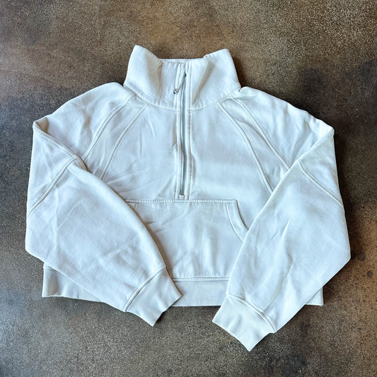 Size XL/XXL White Opal Scuba Oversized Funnel Neck