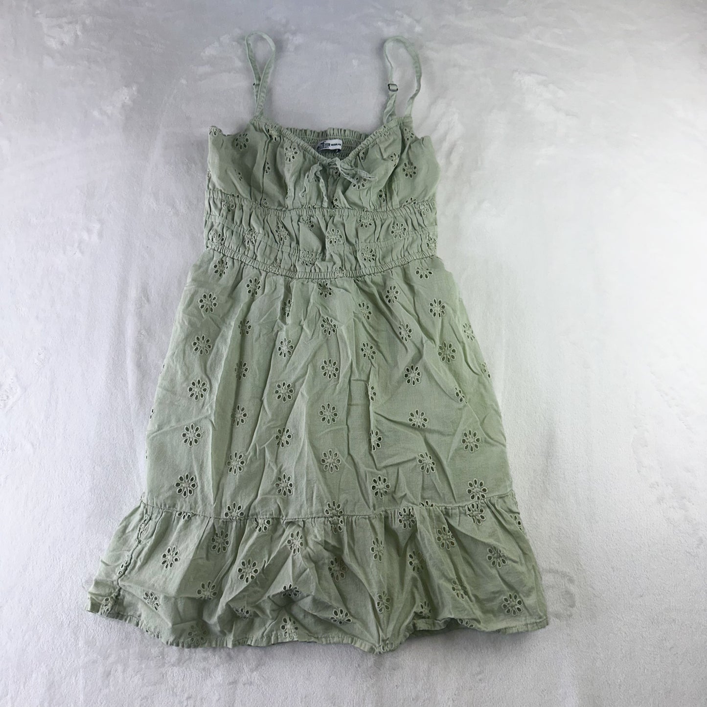 Size XS Sage Green Hollister Embroidered Flower Flowy Dress