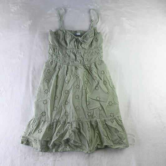 Size XS Sage Green Hollister Embroidered Flower Flowy Dress