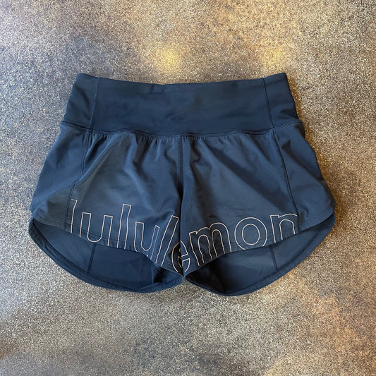 Size 0 Black/PANTONE Speed Up Mid-Rise Lined Short 4" *Graphic