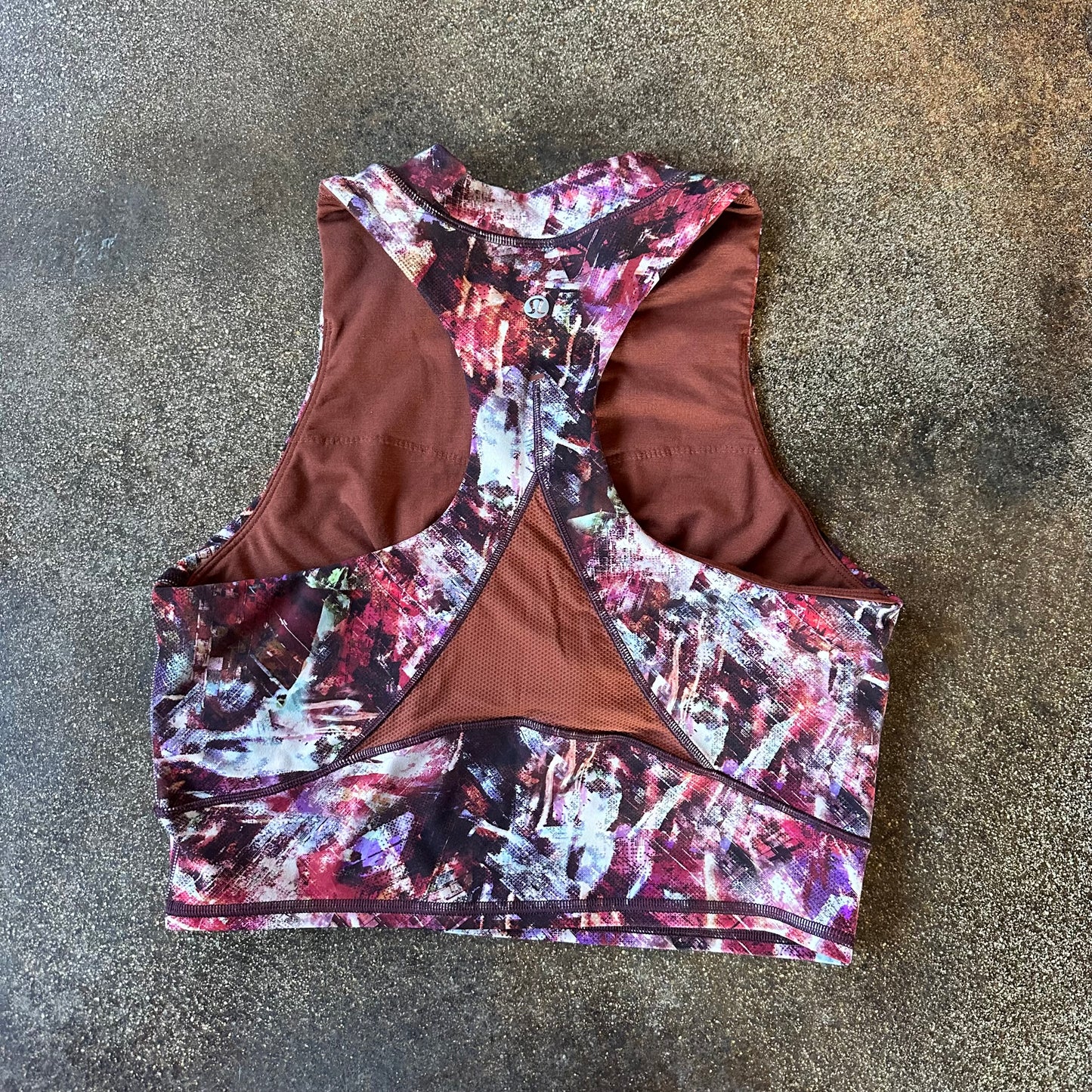 Size 8 Urbantricity Multi/Dark Terracotta Everlux & Mesh Cropped Tank