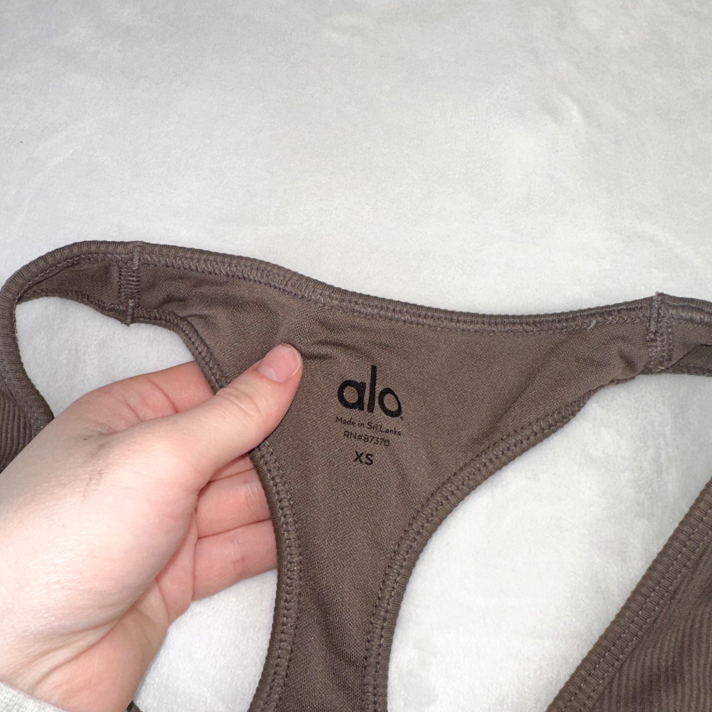 Size XS Hot Cocoa Alo Yoga Seamless Rib Sports Bra