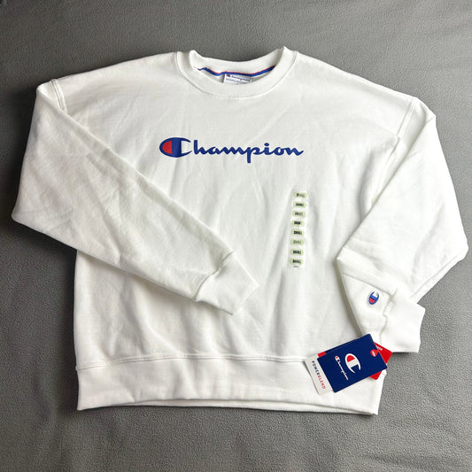 Size S White Powerblend Logo Crewneck
