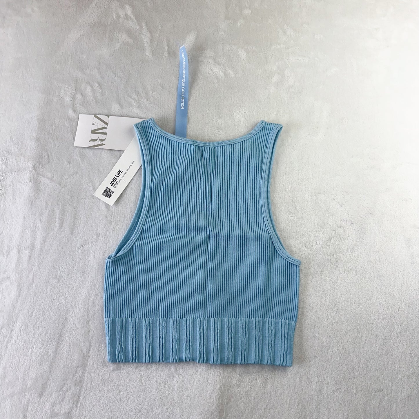 Size XS/S Baby Blue Zara BNWT Ribbed Seamless Crop Top