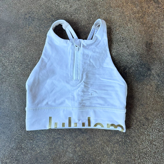 Size 2 White Energy Bra High-Neck Long Line Zip *Special Edition