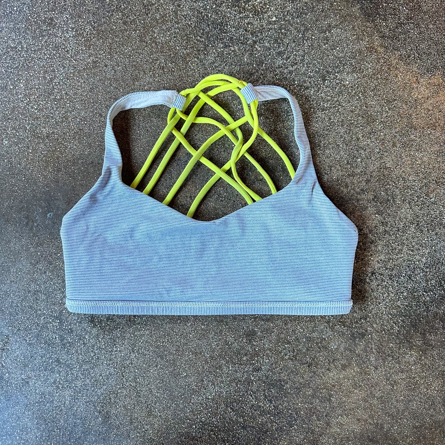 Size 4 Wee Stripe Heathered Slate/Split Pea Free to be Wild Bra *logo wear