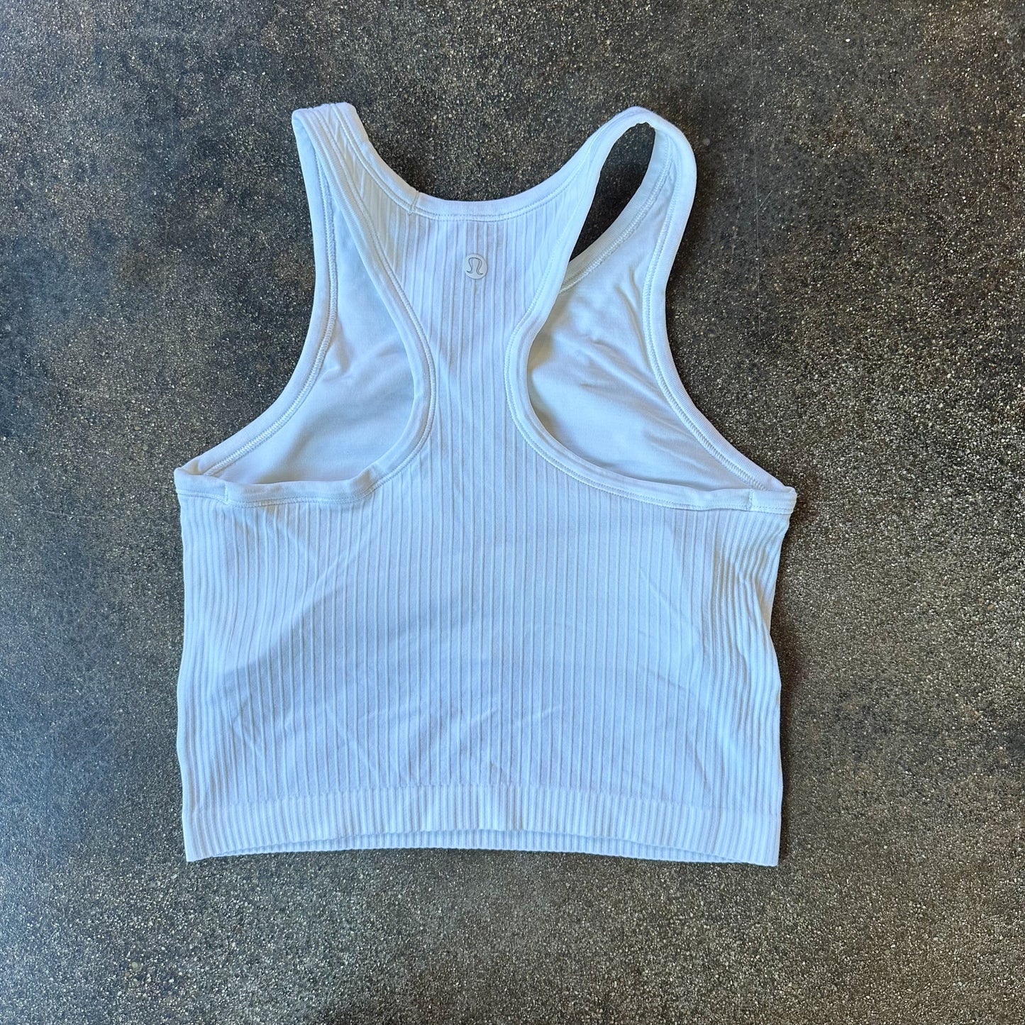 Size 4 White Ebb To Street Racerback Crop Tank