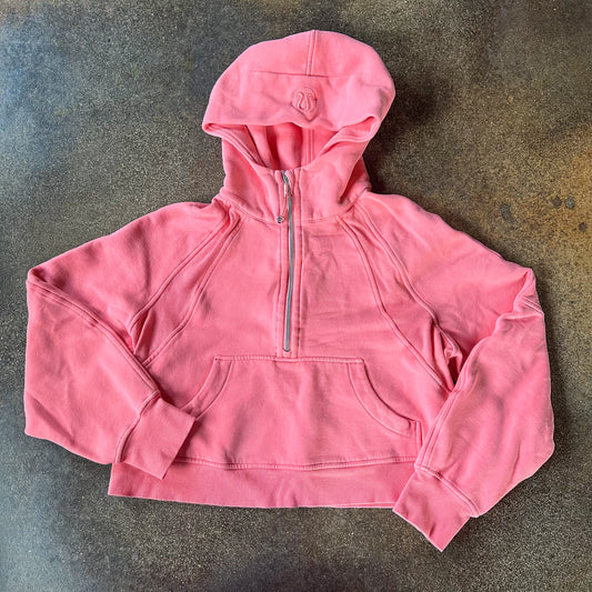 Size XS/S Raspberry Cream Scuba Oversized Half-Zip Hoodie