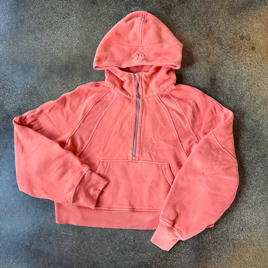 Size XS/S Warm Coral Scuba Oversized Half-Zip Hoodie