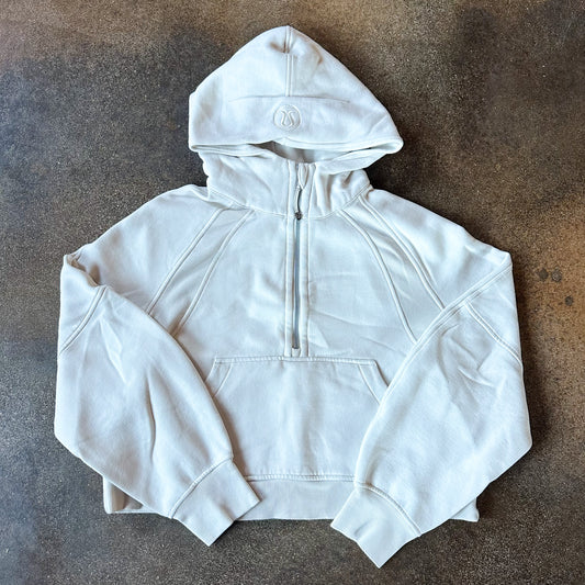 Size M/L Bone Scuba Oversized Half-Zip Hoodie