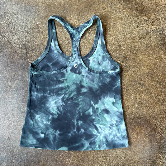 Size 6 Diamond Dye Silver Blue/Tidewater Teal Cool Racerback Tank *race length